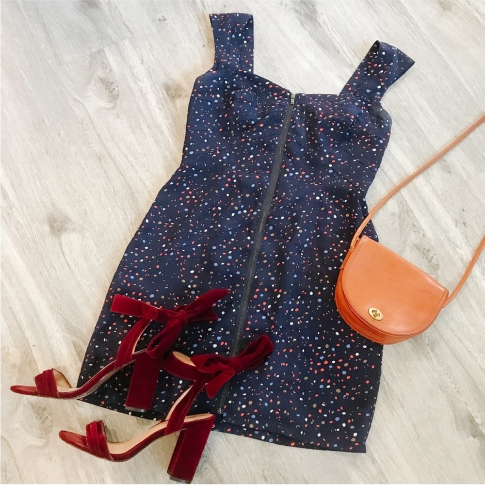 BCBGeneration Navy Multi Retro Polka Dot Mini Dress